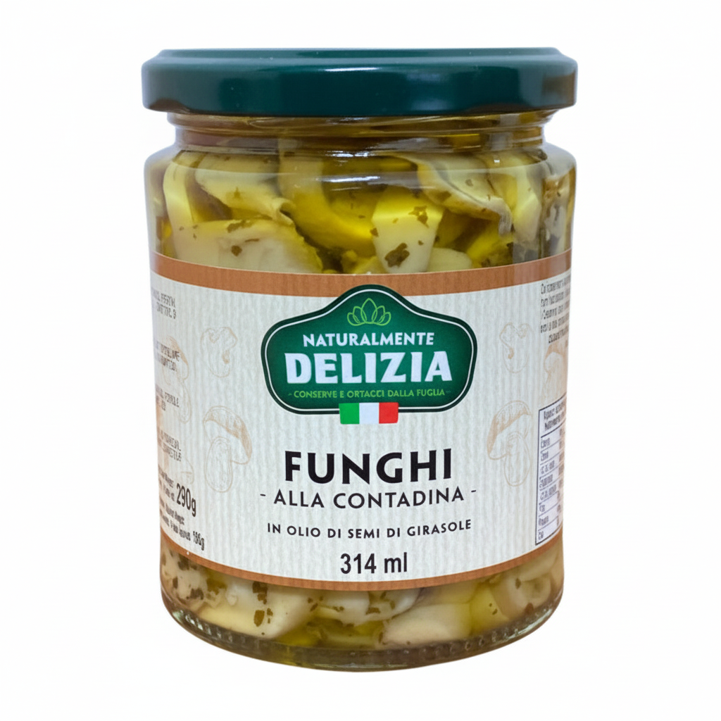 Funghi alla Contadina in Olio di Semi di Girasole – 314ml | Delizia