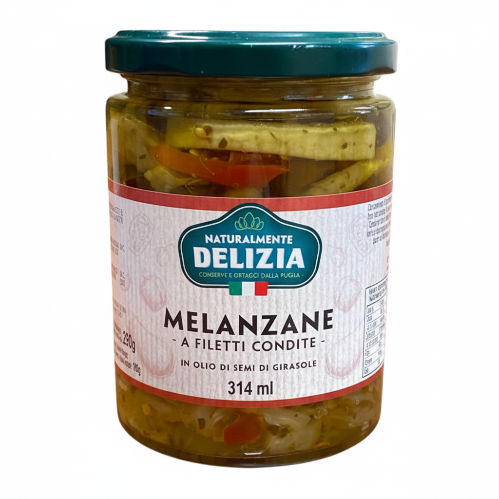 Melanzane a Filetti alla Contadina in Olio di Semi di Girasole – 314ml | Delizia