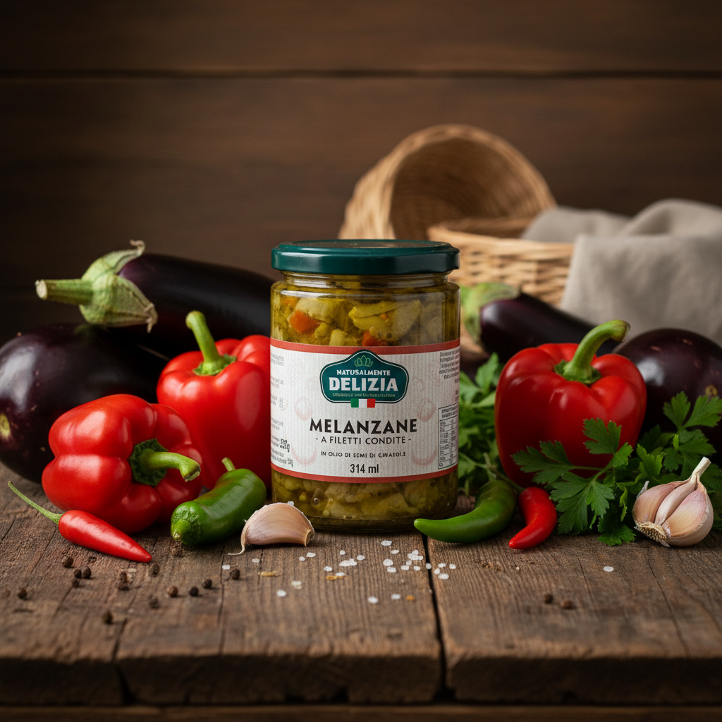Melanzane a Filetti alla Contadina in Olio di Semi di Girasole – 314ml | Delizia