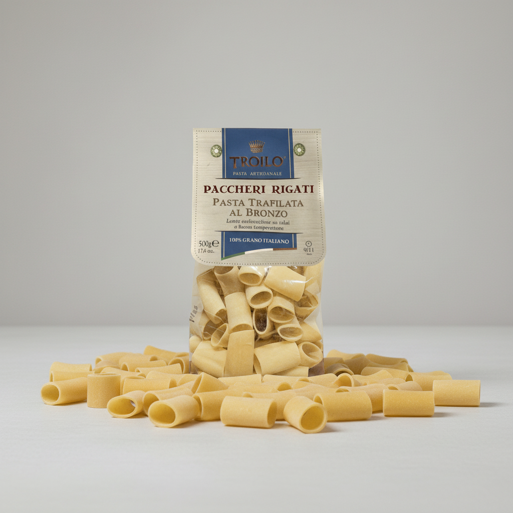 Paccheri Rigati Artigianali Trafilati al Bronzo 500g – Troilo