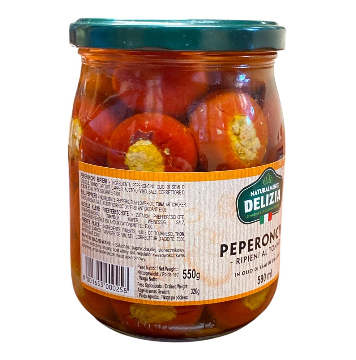 Peperoncini Ripieni al Tonno in Olio di Semi di Girasole – 580ml | Troilo