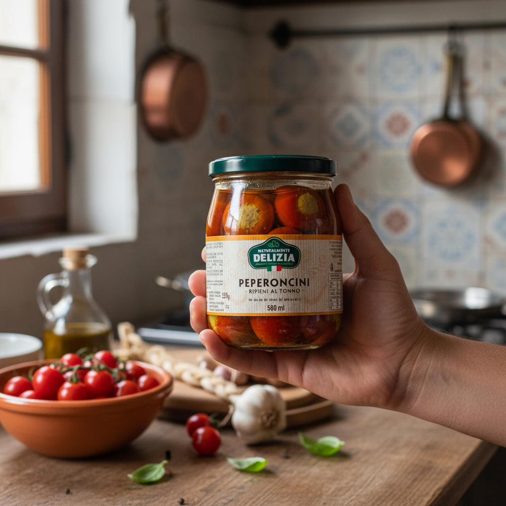 Peperoncini Ripieni al Tonno in Olio di Semi di Girasole – 580ml | Troilo