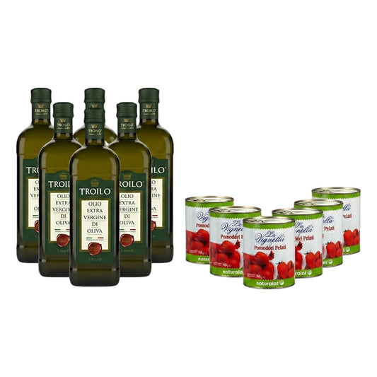 Kit Olio EVO Troilo 6x1L + 24 Pomodori Pelati La Vignella | Spedizione Gratuita