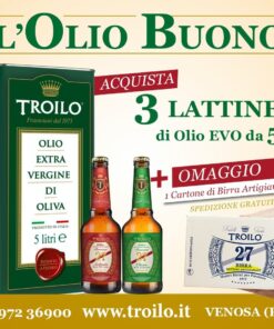 15 litri di Olio Extra Vergine di Oliva Troilo + GRATIS 20 bott. di Birra Artigianale Troilo 27 mista cl.33