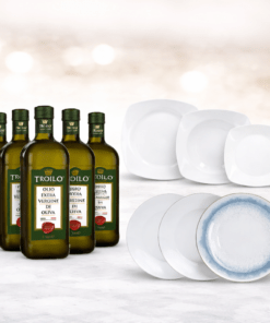Promo Olio EVO Troilo – 12 Bottiglie 1L + Omaggio Set Piatti Tognana | Spedizione Gratuita